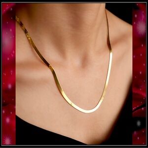 NEW GOLD 3MM HERRINGBONE SNAKE CHAIN OMEGA NECKLACE 20 IN